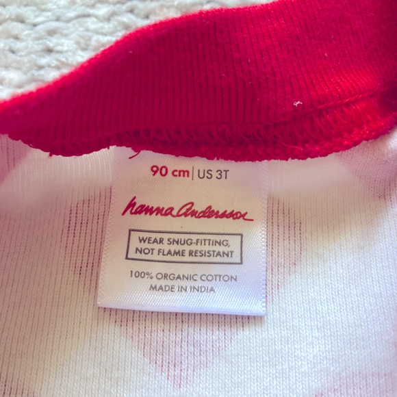 HANNA ANDERSSON Cotton Footless Zip-Front Sleeper Valentine Red Hearts 90 3T - Picture 3 of 4